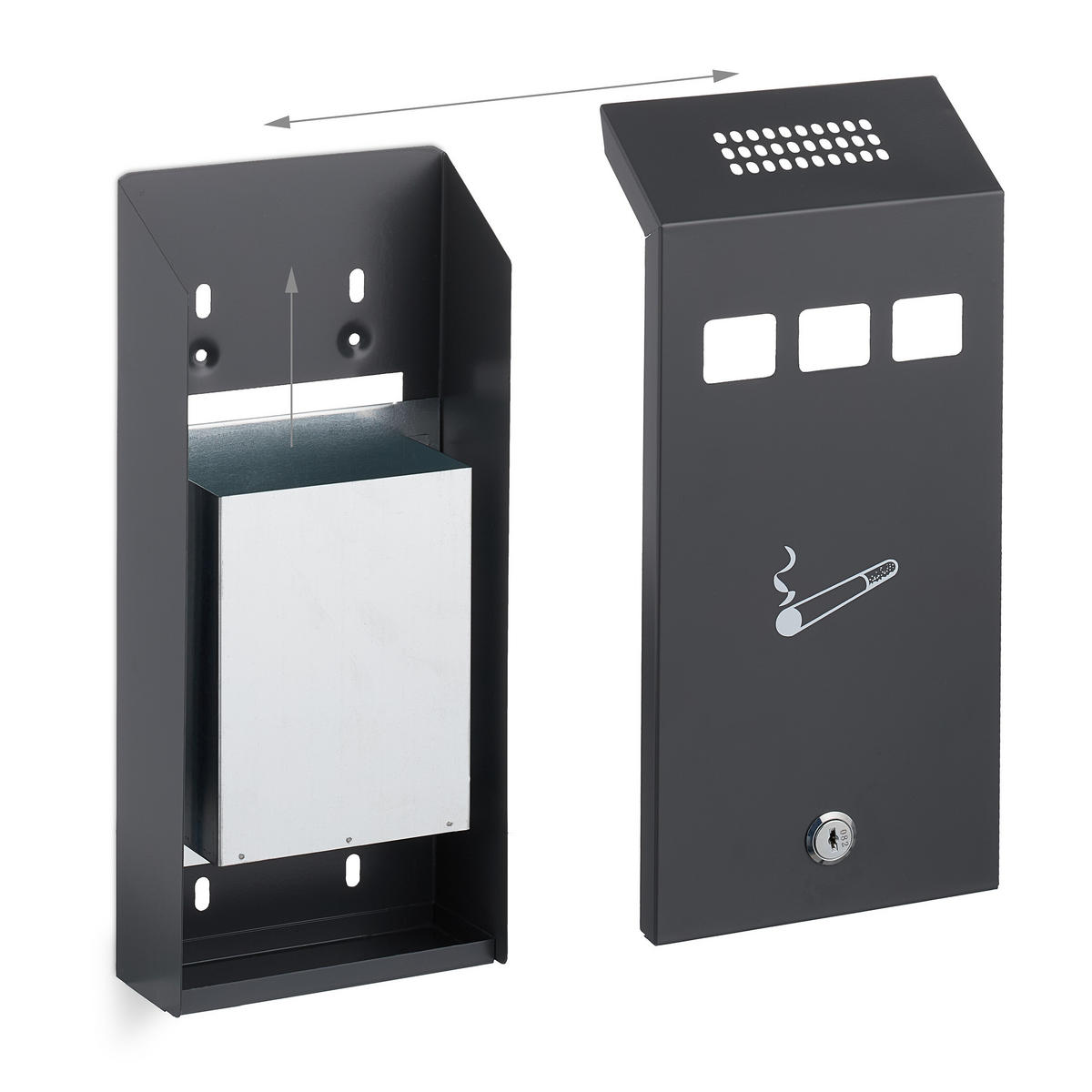 WANDASCHENBECHER - Anthrazit, Metall (15cm) - Relaxdays