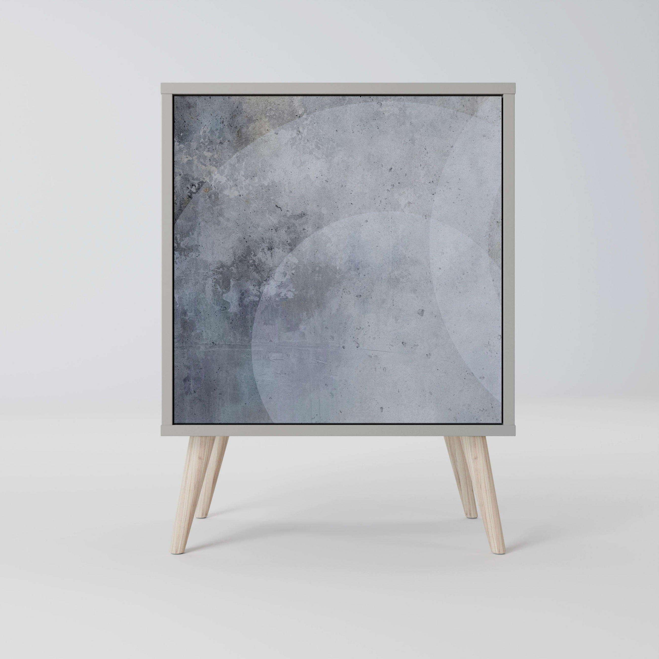 SIDEBOARD MUTED ARC, Grau, 57,5x42x77,5 cm, Schräge Buchenholzfüße - Buchefarben/Multicolor, Holzwerkstoff/Buchenholz (57.5/77.5/42cm) - SpaceRebels