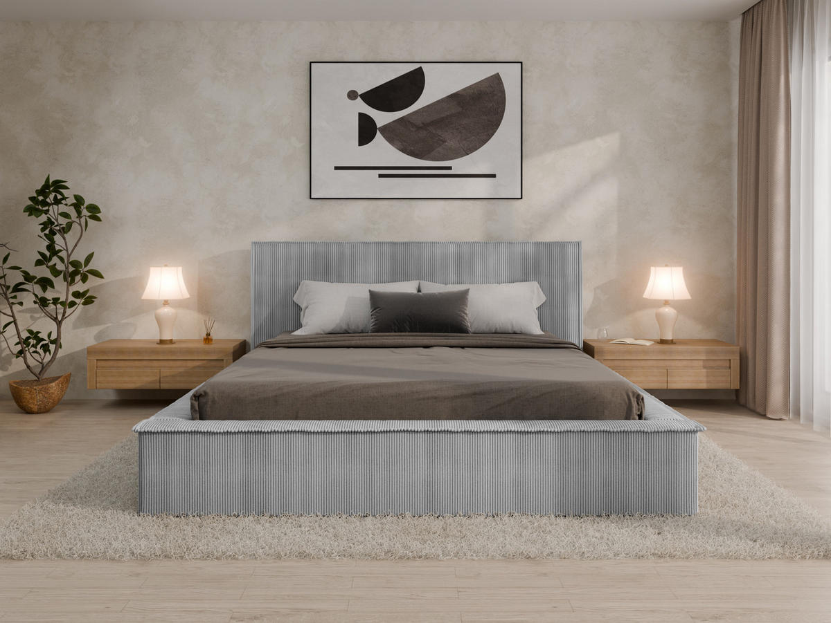 POLSTERBETT SANA 180x200cm, ohne Matratze, grau - Grau, Holz (180/200cm) - Homesy