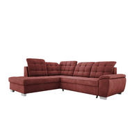 ECKSOFA LOTTA L-förmig Bettkasten verstellbare Kopfstützen hochwertige Verarbeitung lose Rückenkissen freistehend LINKS 212x258x106 cm Bordeaux - Bordeaux, Holz/Textil (212/258cm) - DomoHome