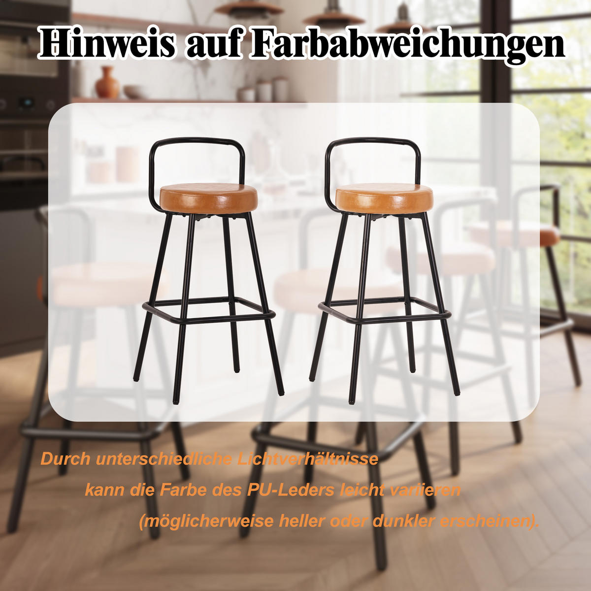 BARHOCKER 4-Tlg Ergonomisch, PU Leder, Eisenbeine, Braun - Braun, Metall (37/90.5/37cm) - FLIEKS