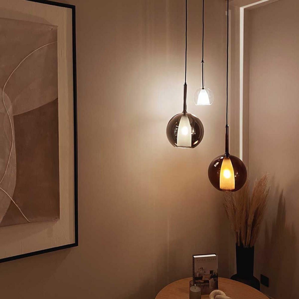 GALERIELEUCHTE Belluna 3-flammig Rauch Ø 24cm - Anthrazit, Glas (24/24/45cm) - s.luce