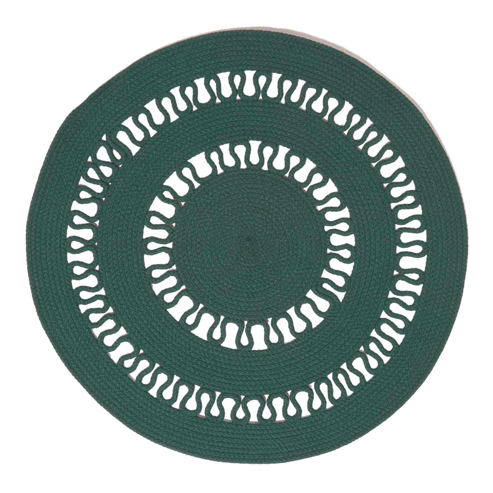 TEPPICH geflochten rund mit Häkel-Muster 70 cm - Dunkelgrün, Textil (70/70cm) - Homescapes