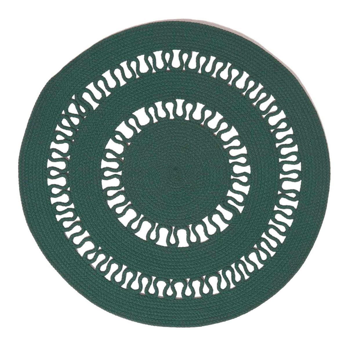 TEPPICH geflochten rund mit Häkel-Muster 90 cm - Dunkelgrün, Textil (90/90cm) - Homescapes