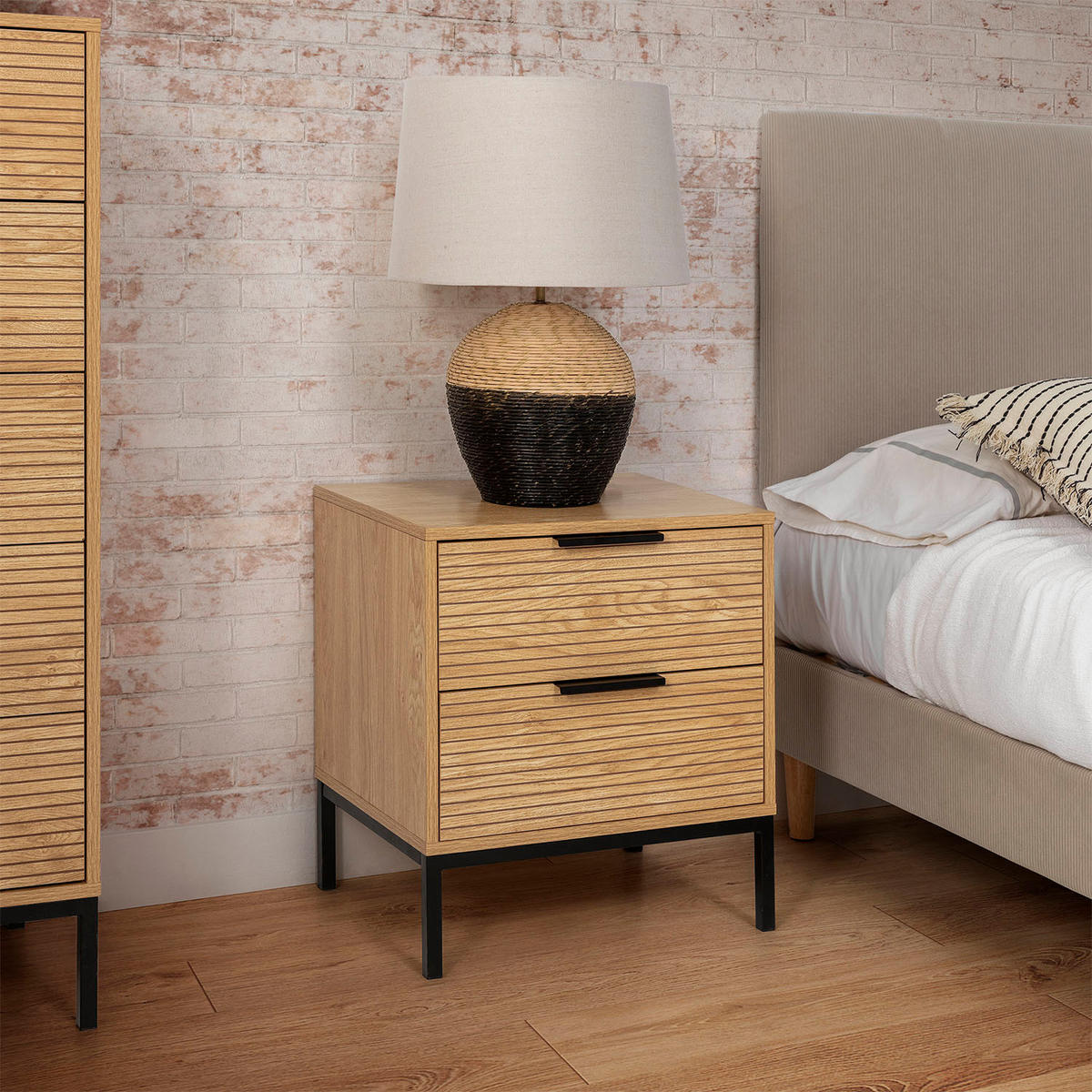 NACHTTISCH Monica 2 schubladen in Eichenfarbe - Honigeiche, Holzwerkstoff (50/55/40cm) - VS Venta-stock