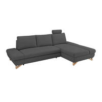 ECKSOFA grau Velours, Sofa mit Bettfunktion und Stauraum 284 cm - Grau, Holz/Textil (284/166cm) - Furn.Design