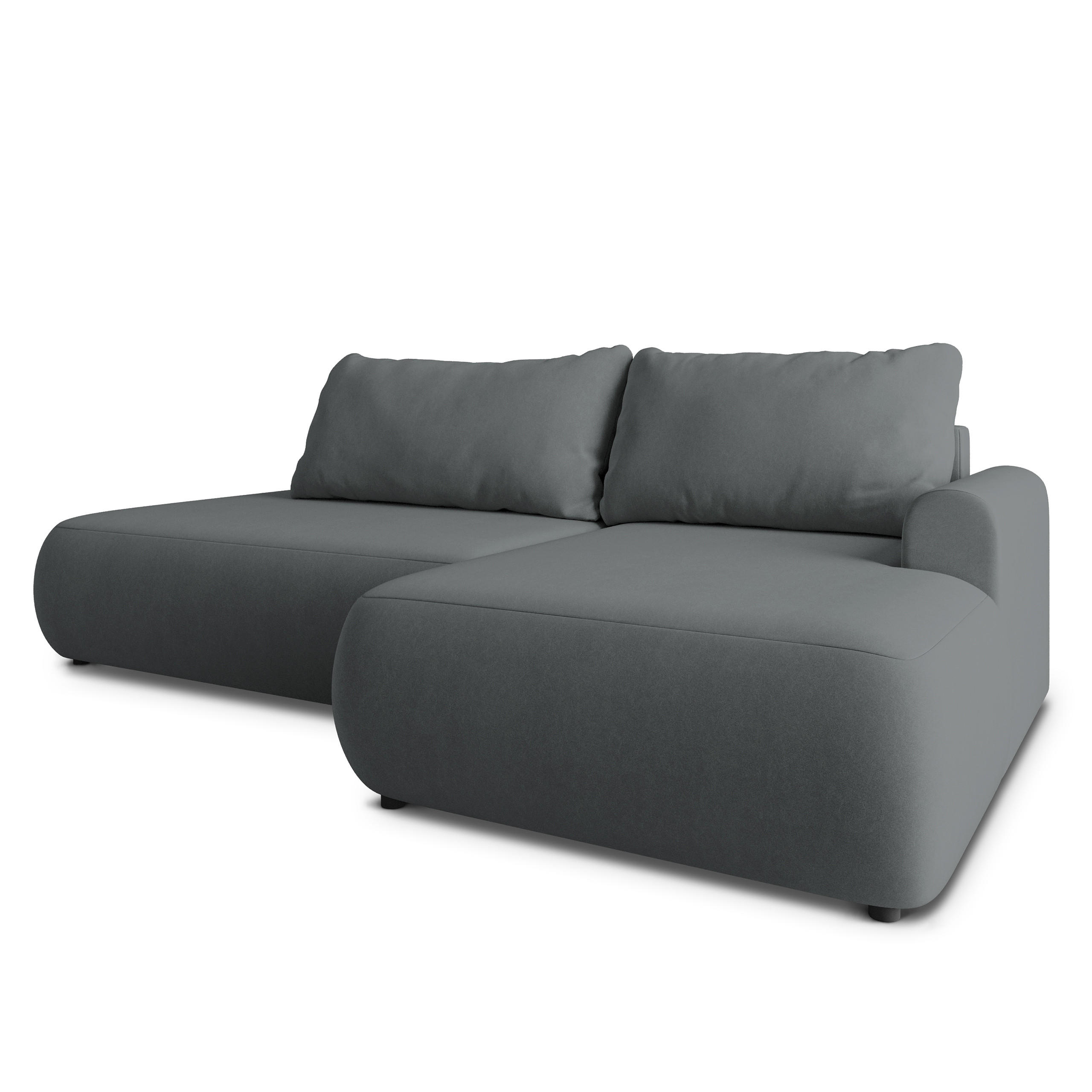 ECKSOFA NUVIRA CL R-S Grau Samtstoff mit Schlaffunktion - Grau, Holzwerkstoff/Textil (279/158cm) - MASSENO