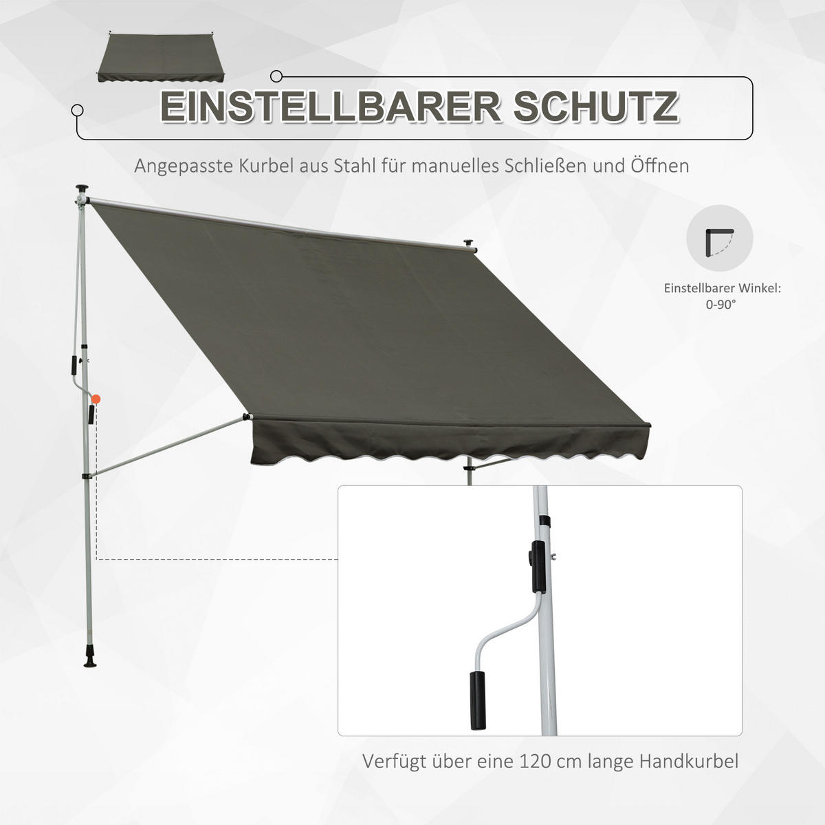 MARKISE, Grün+Weiß, Aluminium, Stahl, Polyester - Grau, Metall (150/280/300cm) - Outsunny