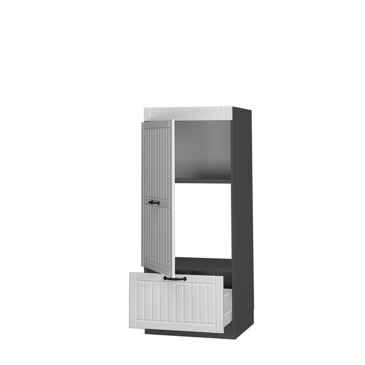 MIKROWELLENSCHRANK Fame-Line Weiß Landhaus 60 cm - Anthrazit/Creme, Holzwerkstoff (60/153.6/58.1cm) - Vicco