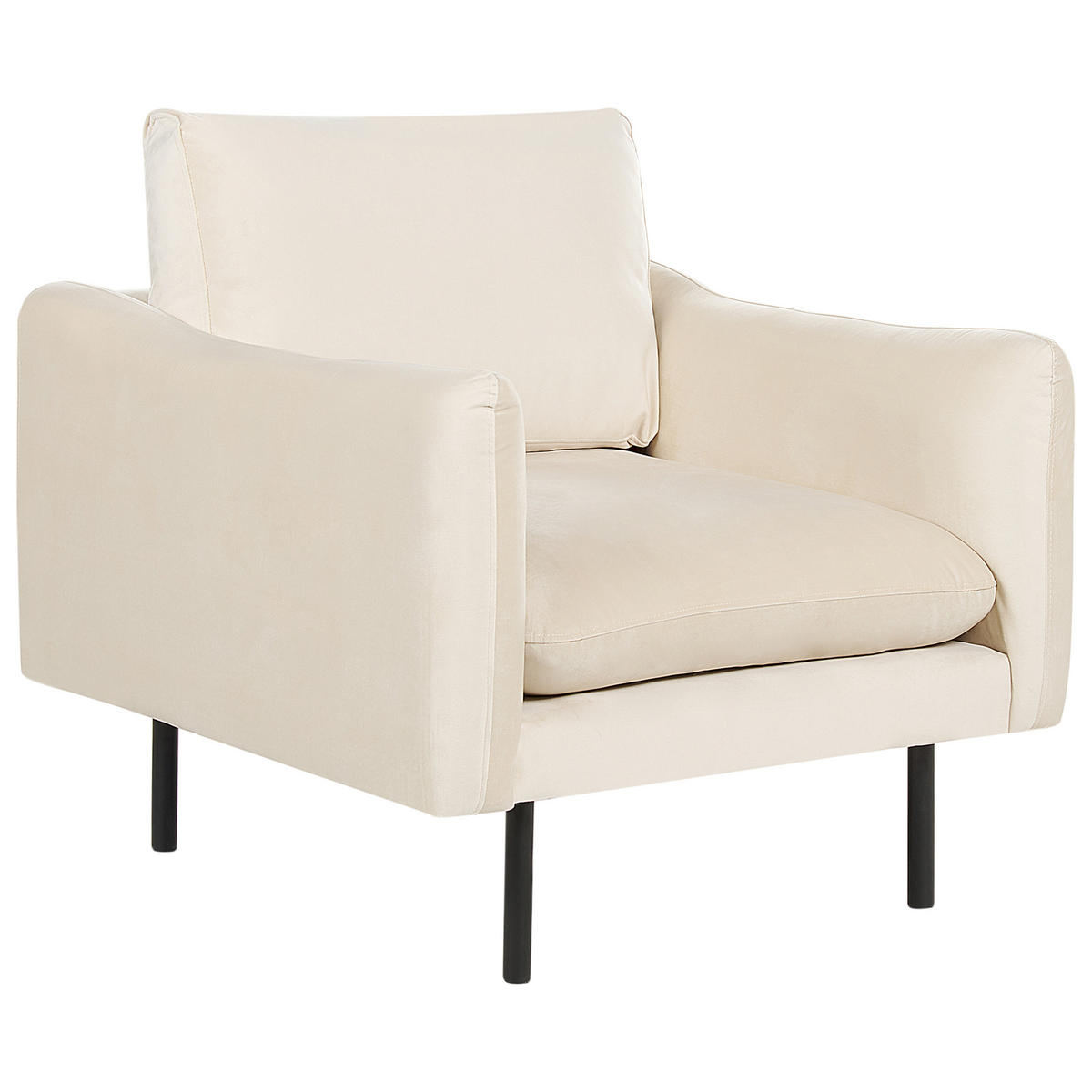 SOFA-SET 5-Sitzer Samtstoff Hellbeige mit Ottomane Vinterbro - Beige/Schwarz, Textil (220/85/85cm) - Beliani