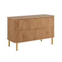BADEZIMMERSCHRANK : Farbe Eiche Craft, Griff gold, Füße gold, 100 x 41,5 x 66,7 cm - Eichefarben/Goldfarben, Holzwerkstoff (100/66.7/41.5cm) - 3XE LIVING