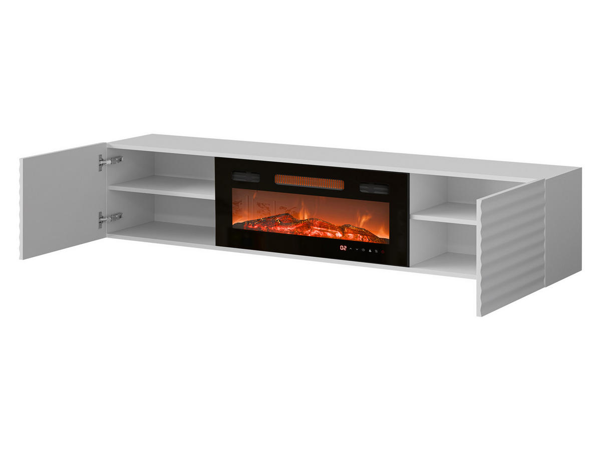 TV-LOWBOARD Tula mit Kamin - Schwarz, Holzwerkstoff (183/37/35cm) - MIRJAN24