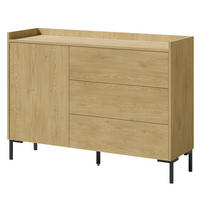 KOMMODE mit Schubladen Liam 1D3S 125 Cremona-Eiche - Eichefarben/Schwarz, Holzwerkstoff/Metall (126/92/41cm) - mzm24