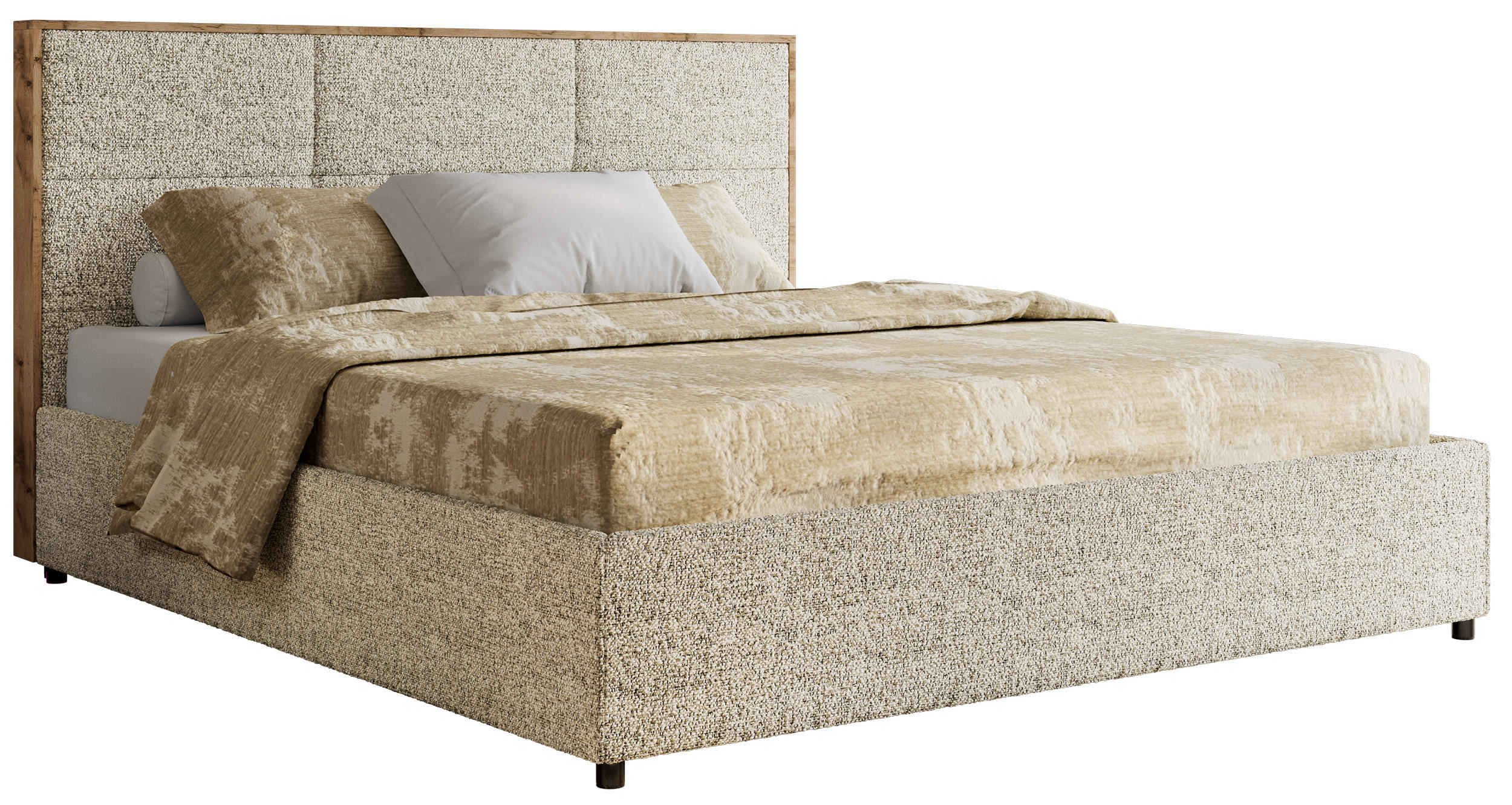POLSTERBETT LERIO CLASSIC 200/200 - Beige Strukture - Multipocket-Matratze - Beige, Textil (200/200cm) - MKS