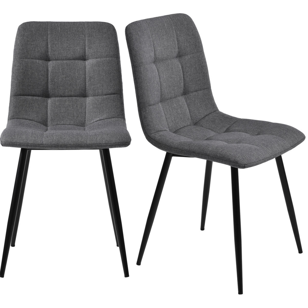 ESSZIMMERSTUHL 4er-Set ergonomisch 44 x 41 x 86 cm Leinen Gray - Grau, Metall (44/86/46cm) - Meubliv