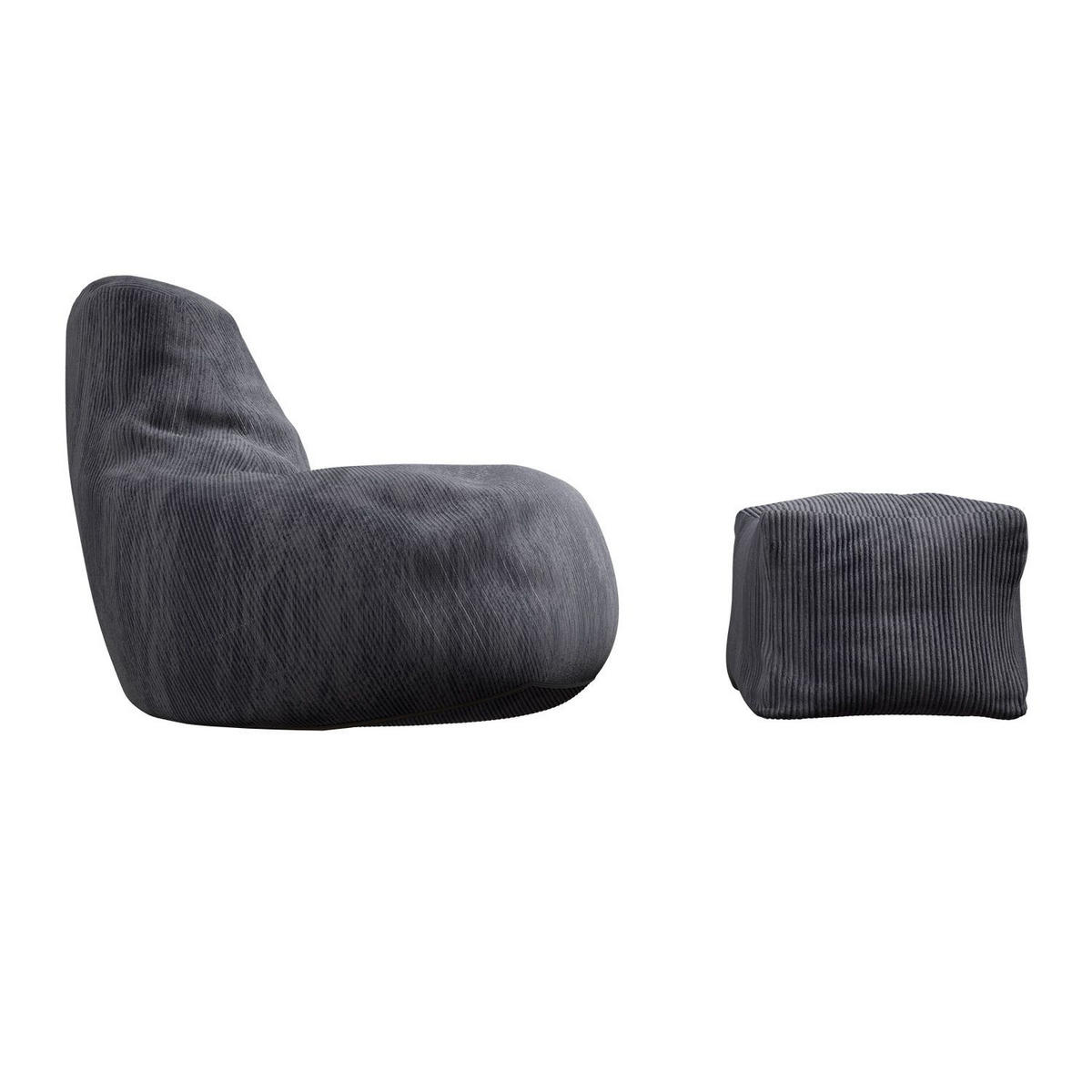 SITZSACK Chillex mit Hocker L Cord dunkelgrau - Dunkelgrau, Textil (75/84/79cm) - Juskys