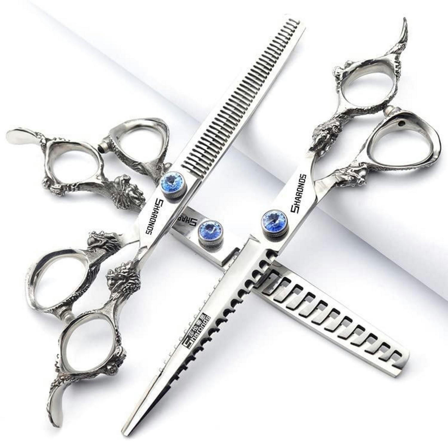 FRISEURSCHEREN Set 7 Zoll 3-teiliges Set - Silberfarben, Metall (5/1/17.7cm)