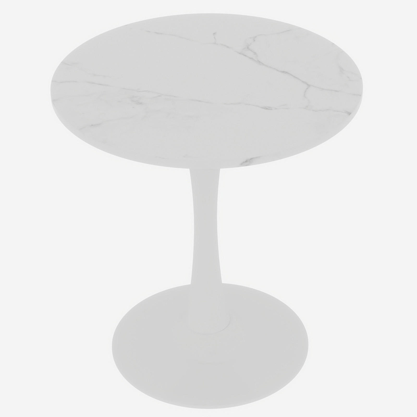 COUCHTISCH 70 cm rund in Weiß mit Marmor-Optik Weiß - Weiß, Stein (70/70/72cm)