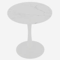 COUCHTISCH 70 cm rund in Weiß mit Marmor-Optik Weiß - Weiß, Stein (70/70/72cm)