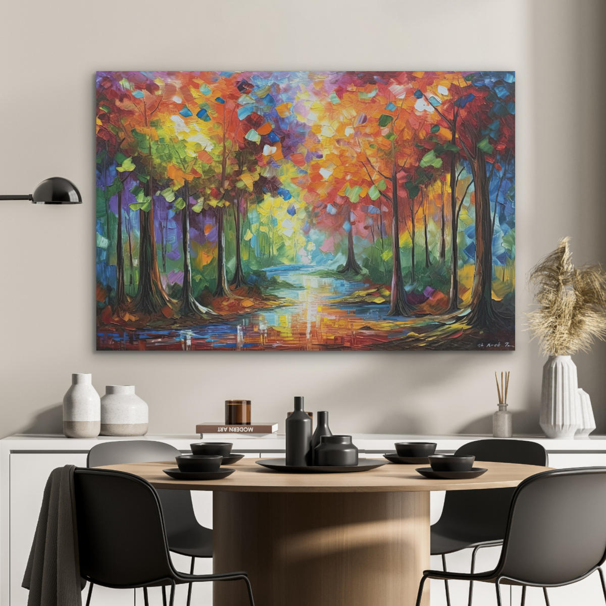 AKUSTIKBILD Landschaft - Wald - Farben - Natur Akustikpaneele 90x60 cm - Multicolor, Kunststoff (90/60/0.9cm) - MuchoWow