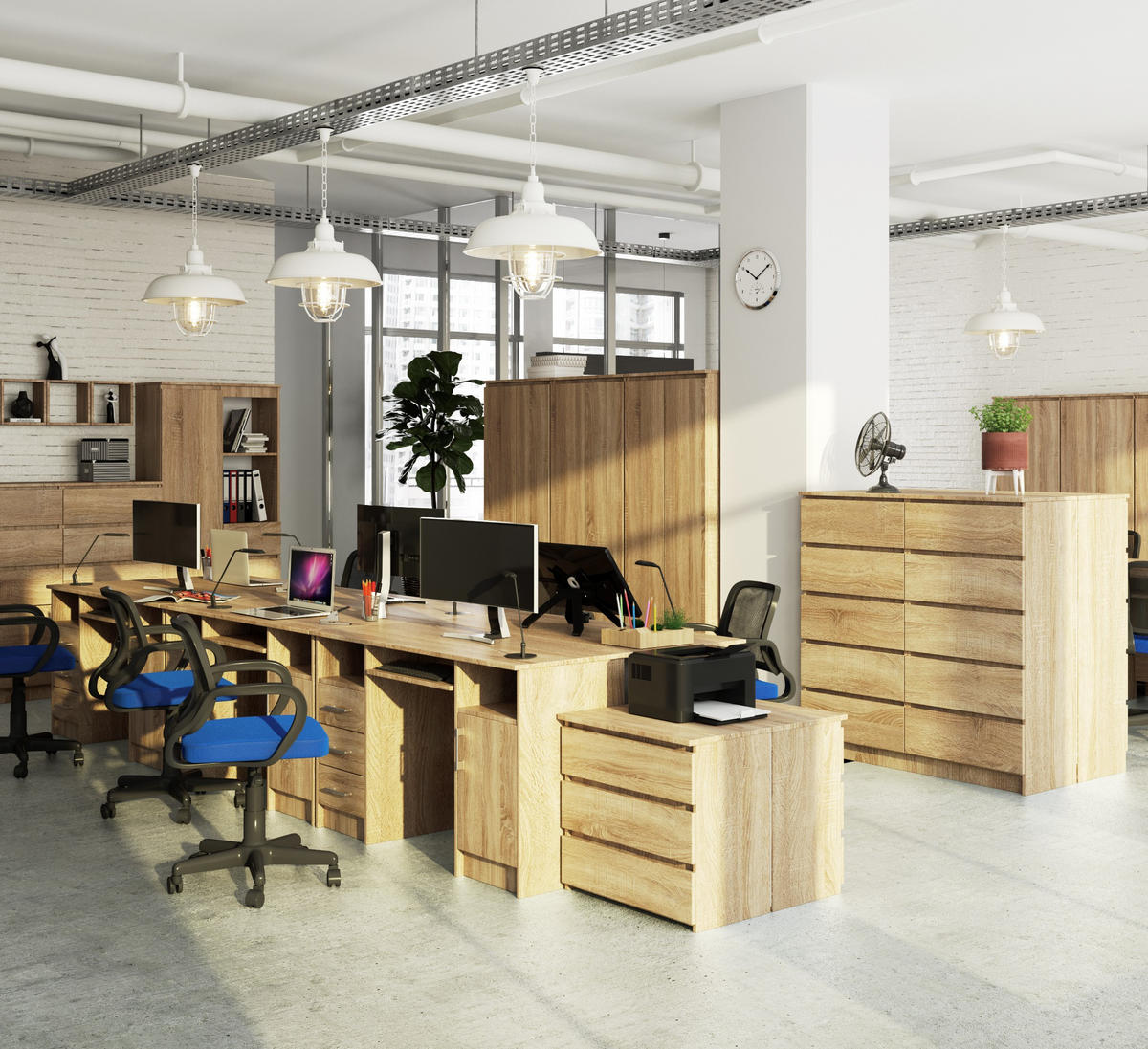 SCHREIBTISCH Sonoma-Eiche 124x52x74 cm - Silberfarben/Sonoma Eiche, Holzwerkstoff/Kunststoff (52/124/74cm) - Akord