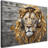 WANDBILD lion pop art musik - Goldfarben, Textil (60/40cm) - Feeby