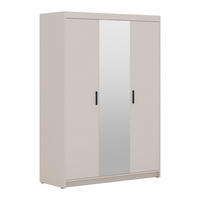 KLEIDERSCHRANK Storicos Beige 133/190,5/53 cm - Modern mit Spiegel 3-türig - Beige, Holzwerkstoff/Kunststoff (133/190.6/53cm) - AX Living