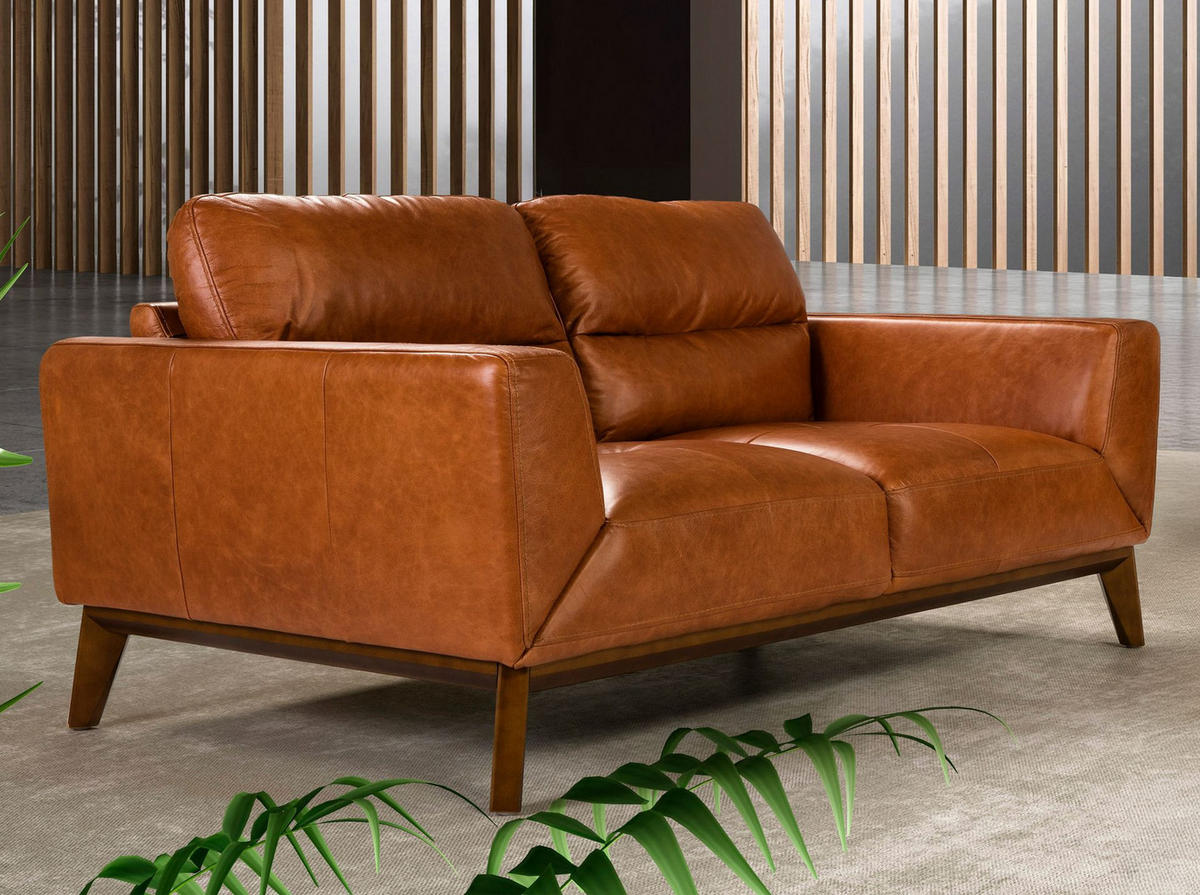 SOFA 2-Sitzer-Sofa aus braunem Leder 159/96/86 cm - Walnussfarben/Braun, Leder (159/86/96cm) - ANGEL CERDA