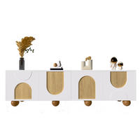 TV-SCHRANK in Natur/Weiß mit 4 Türen und Holzbeinen 175/38/50 cm - Weiß, Holzwerkstoff (175/50/38cm) - Redom