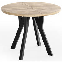 ESSTISCH Vero rund ausziehbar verlängerbar, Eiche Sonoma Hellbraun 100-300/100/77 cm - Schwarz/Braun, Holz/Holzwerkstoff (100/300/76.5cm) - WFL GROUP