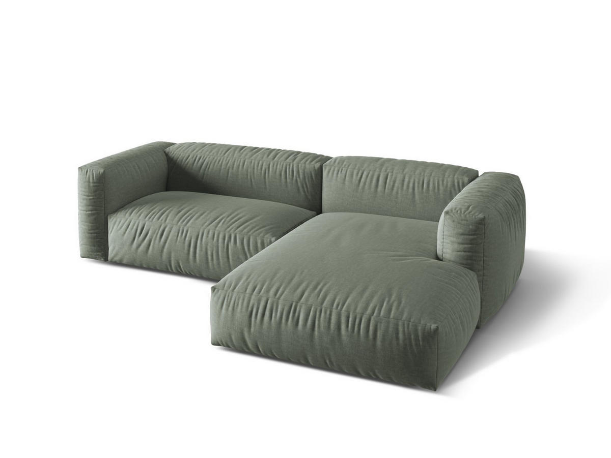 ECKSOFA modular rechts Martina aus strukturiertem Stoff moosgrün 2 Sitzplätze - Salbeigrün, Textil (176/283cm) - Micadoni