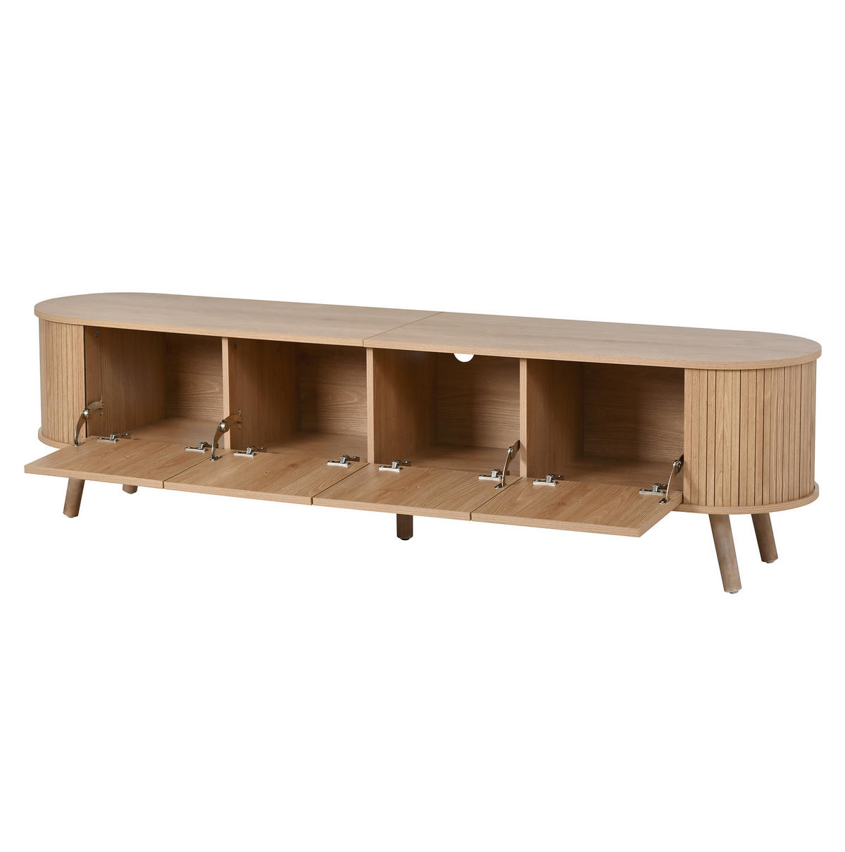 TV-SCHRANK 180/38/47 cm aus MDF und Holzwerkstoff mit Klapptüren und Vintage-Design, Eichefarben - Hellbraun, Holzwerkstoff (180/47/38cm) - Redom