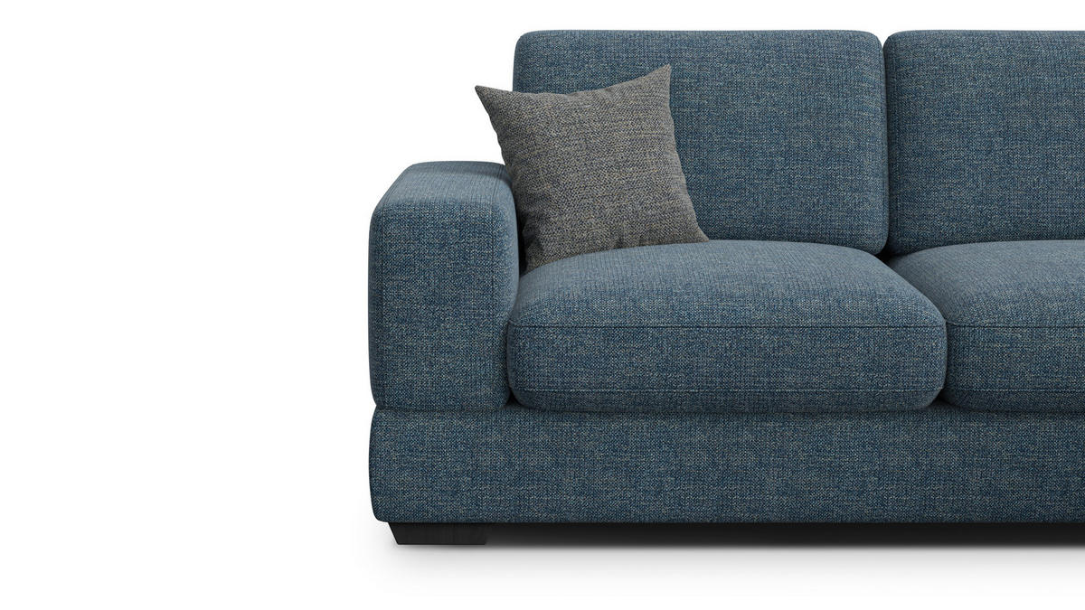 ECKSOFA OTTO 4-Sitzer, marineblau - Blau/Schwarz, Holz/Textil (279/159cm) - Courtois Laville