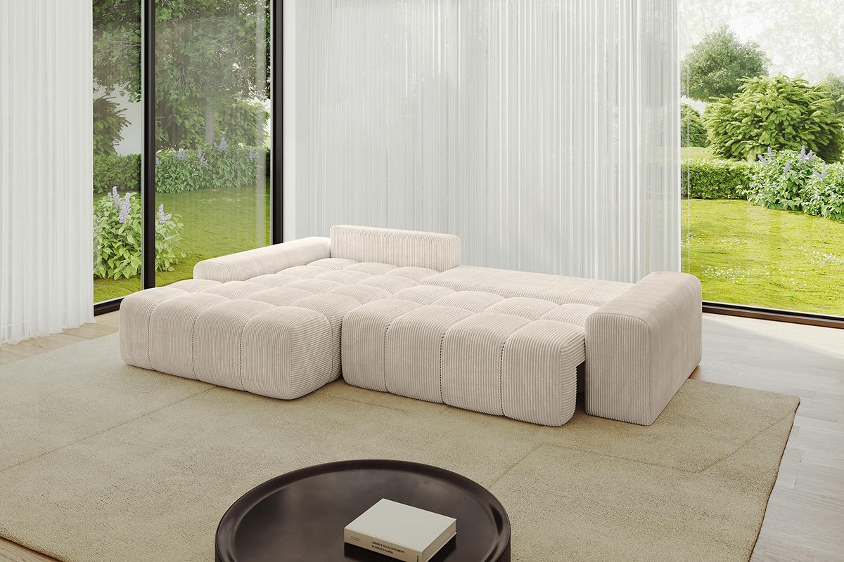 ECKSOFA Ottomane Links ENSI-L - 267x164x88 cm Beige - Beige, Holzwerkstoff/Kunststoff (267/164cm) - ALTDECOR