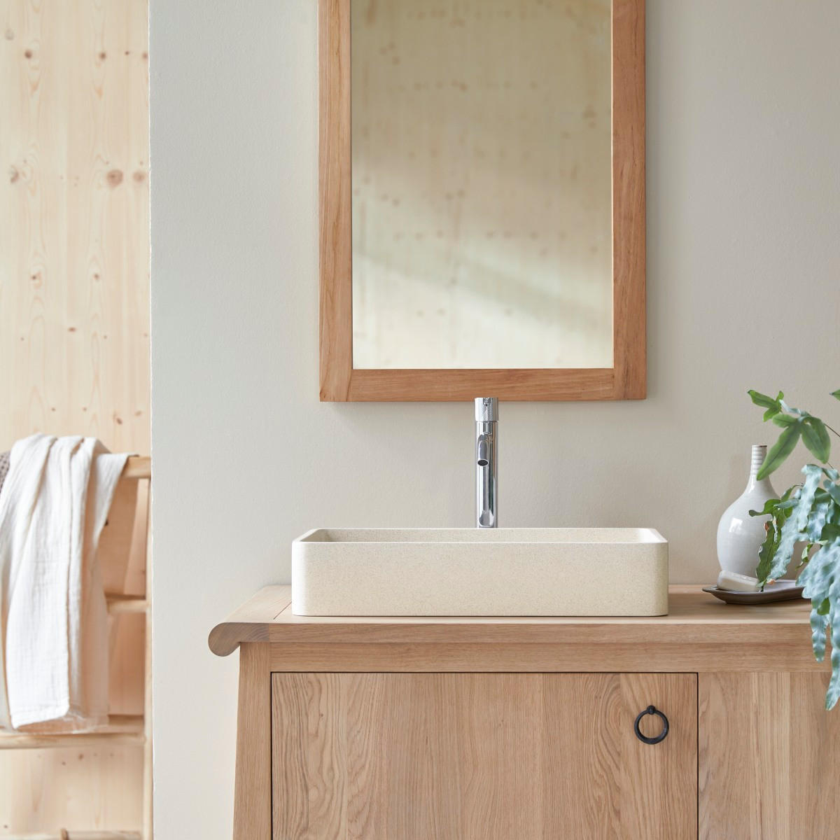 WASCHBECKEN Iris Beige aus Terrazzo - Beige, Stein (51/10/33cm) - Tikamoon