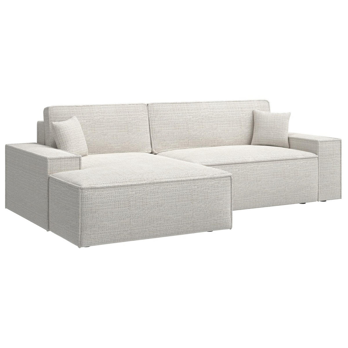 ECKSOFA Farese New Hellbeige Chenille - Ecru/Schwarz, Kunststoff/Textil (267/167cm) - Selsey