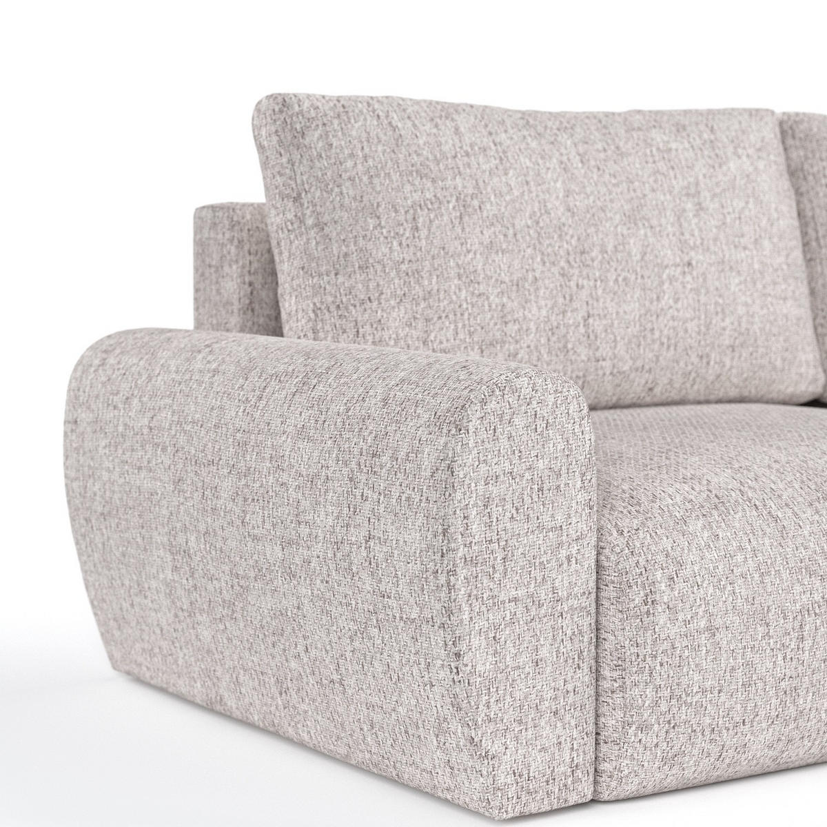 ECKSOFA OMARI mit Schlaffunktion Beige im Neve Stoff - Beige/Schwarz, Holz/Holzwerkstoff (253/153cm) - AltaBeds