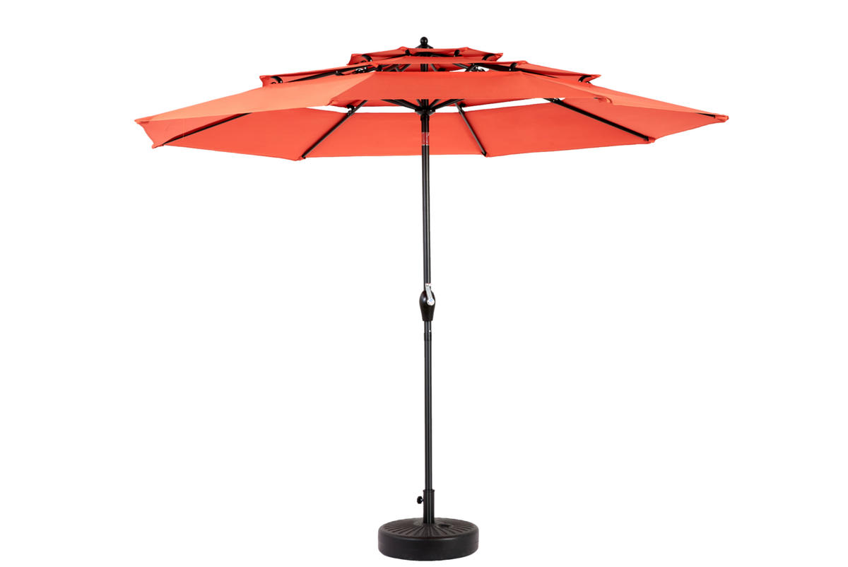 SONNENSCHIRM aus Stahl 294x294x250 cm in Orange mit Kurbel & Neigefunktion - Orange, Metall (294/294cm) - Modfu