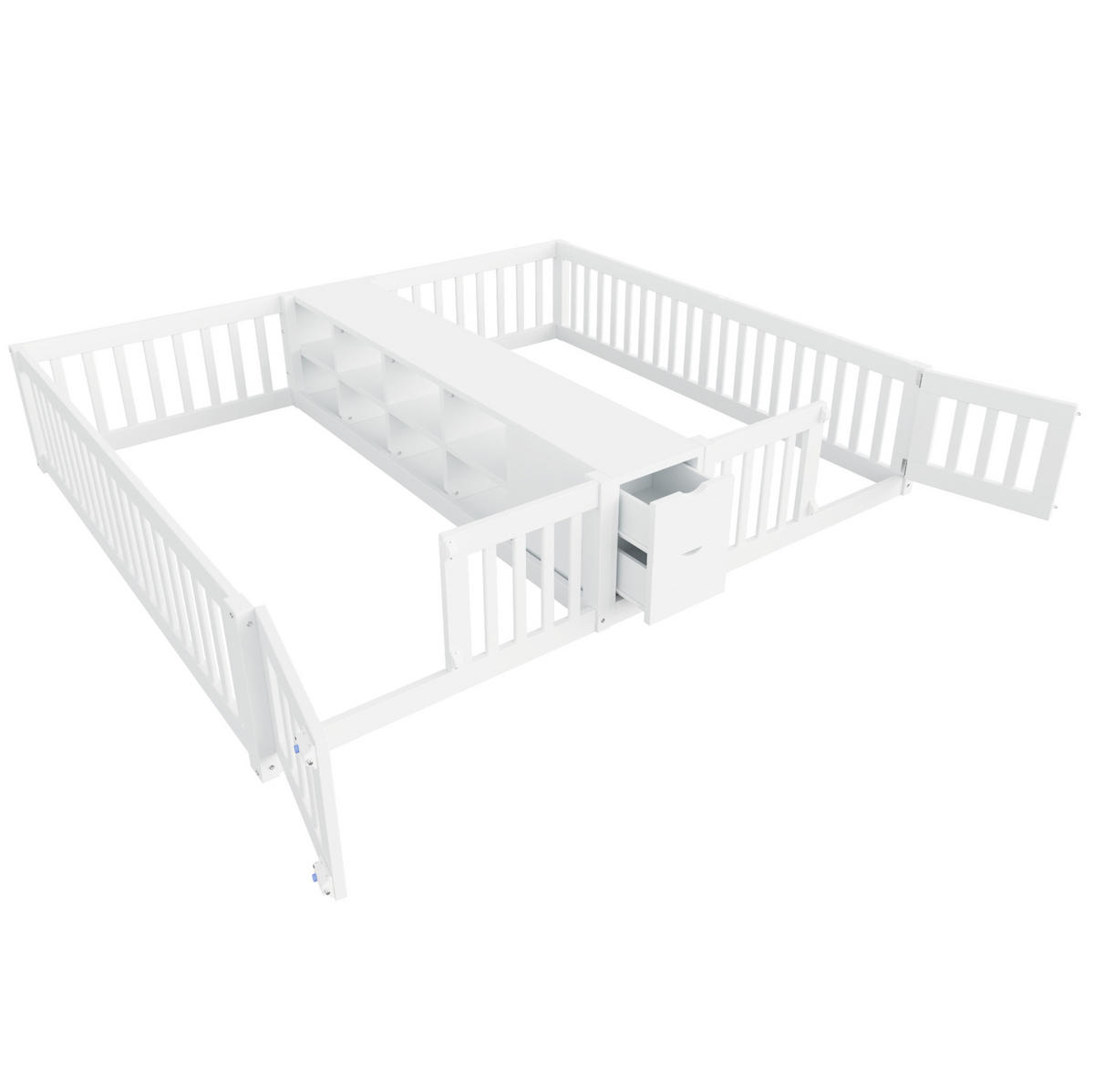 BETT mit 2 Liegeflächen 90 x 200 cm und Stauraum Weiß - Weiß, Holzwerkstoff (90/200cm) - Beauniv