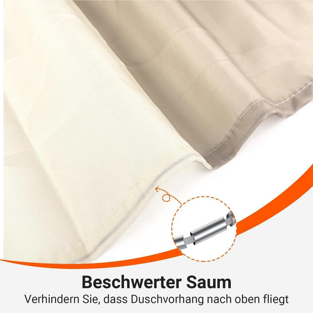 DUSCHVORHANG Beige Streifen 160 x 180 cm - Multicolor, Textil (160/180cm)