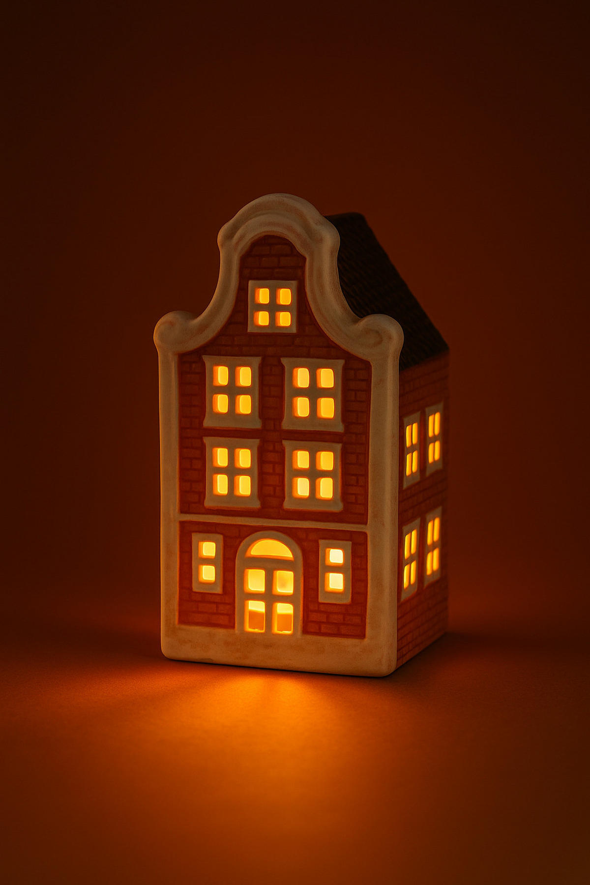 TEELICHTHALTER Hytte Orange 8,5x7,5x16,3 cm Keramik - Orange, Keramik (8.5/16.3cm) - Mondex