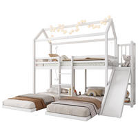 HAUSBETT 90/200 cm in Weiß mit Rutsche und Dachdesign - Weiß, Holz (90/200cm) - BEAOK