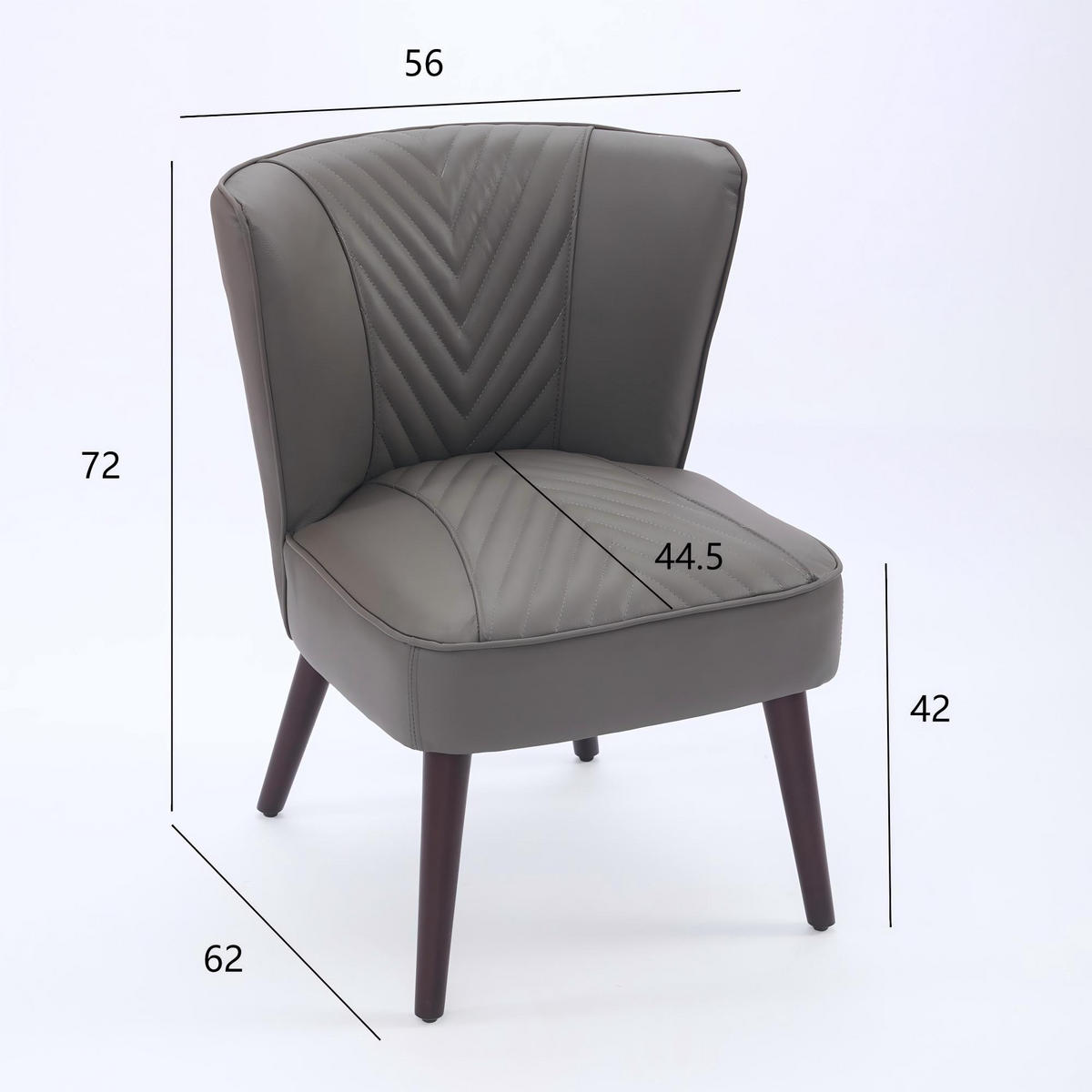 STUHL Echtleder ohne Armlehnen, DE-42325, Grau - Grau, Holzwerkstoff (62/72/56cm) - ComfortXL