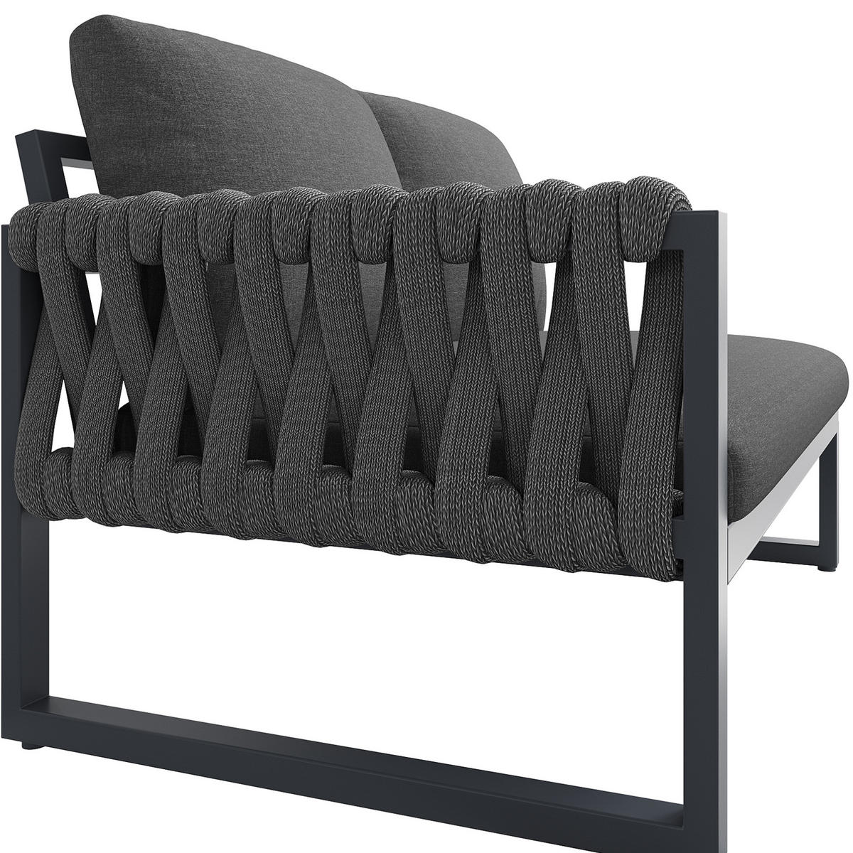 GARTENLOUNGE-SET 123/68/86 cm grau aus Olefin mit verstellbaren Tischbeinen - Grau, Metall - OKWISH