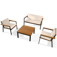 GARTENMÖBELSET ARIATO 4-tlg, mit Kissen - Anthrazit/Beige, Holz/Metall - KONSIMO®