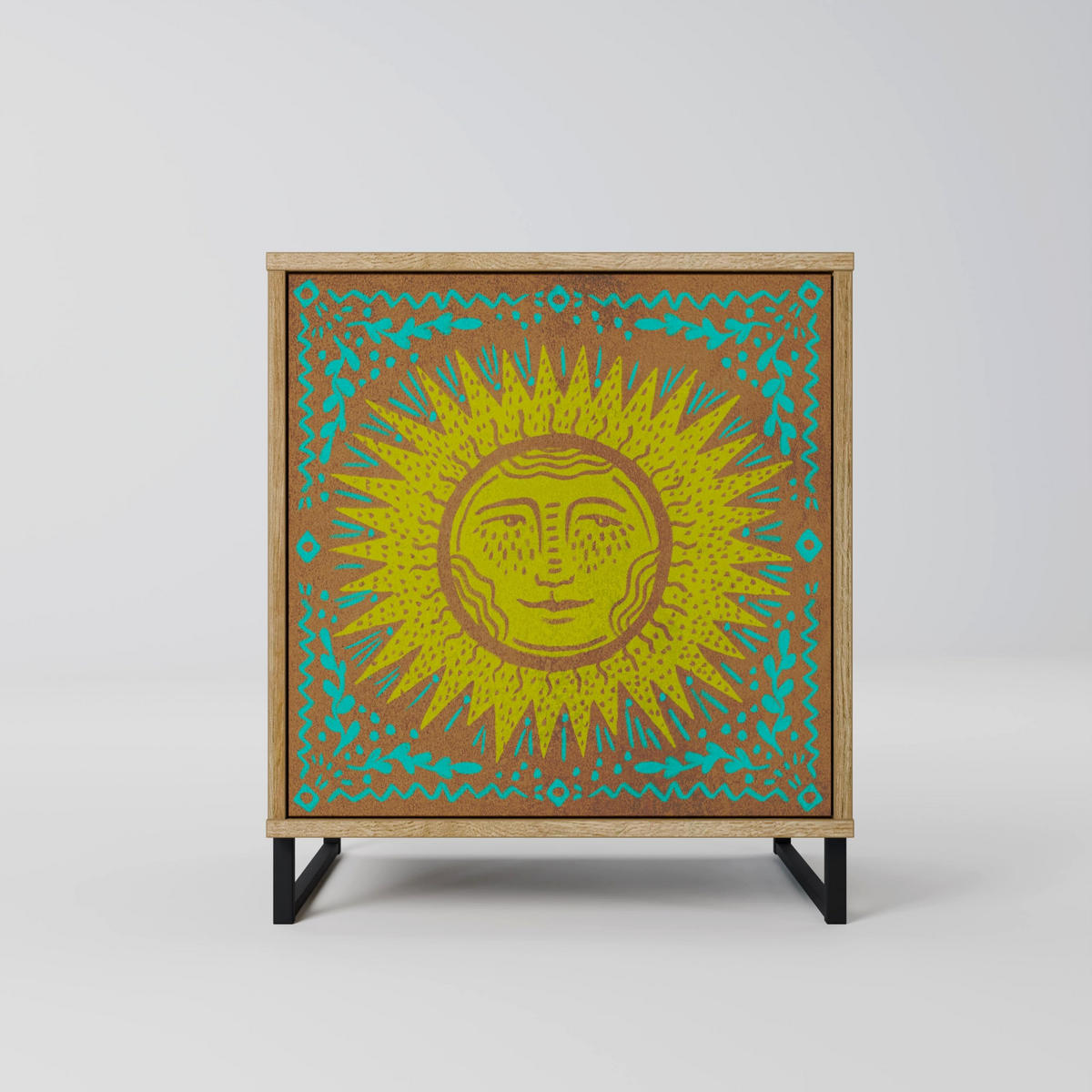 SIDEBOARD SUNSHINE EULOGY, Eichefarben, 57,5x42x57,5 cm, Ohne Füße - Eichefarben/Multicolor, Holzwerkstoff (57.5/57.5/42cm) - SpaceRebels