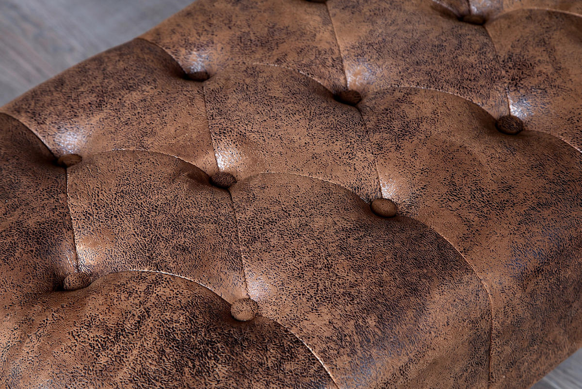 HOCKER CHESTERFIELD Microfaser Braun 80 cm - Braun, Holz/Textil (80/40/45cm) - riess-ambiente