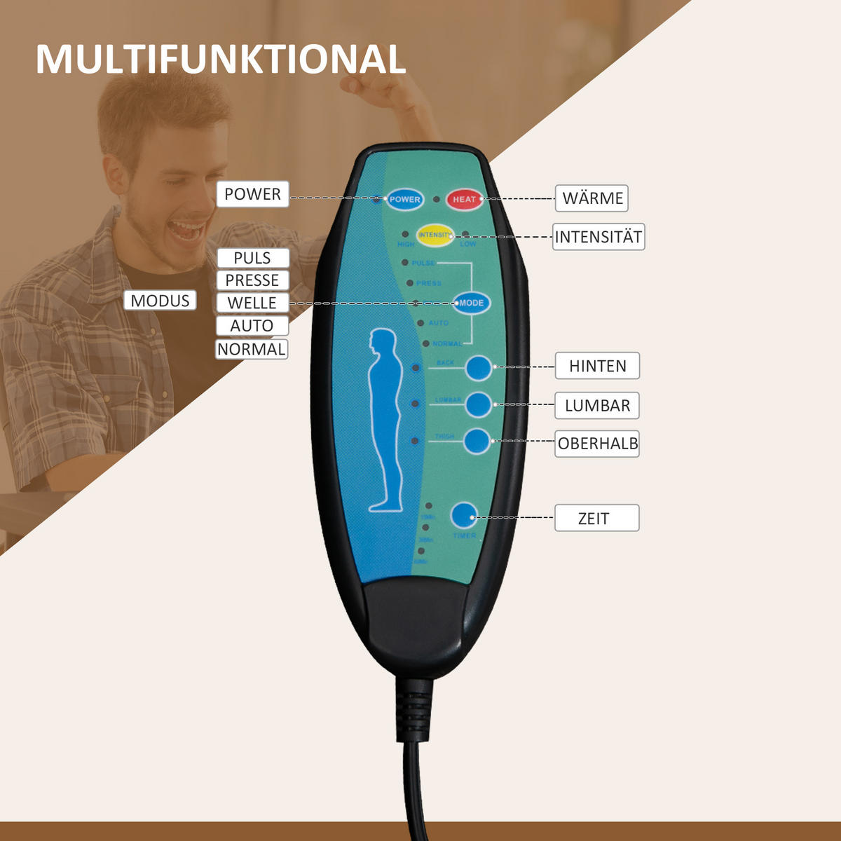 BÜROSTUHL mit Vibrationsmassage, Ergonomischer Schreibtischstuhl, Liegefunktion - Weiß, Metall (70/120/62cm) - Vinsetto