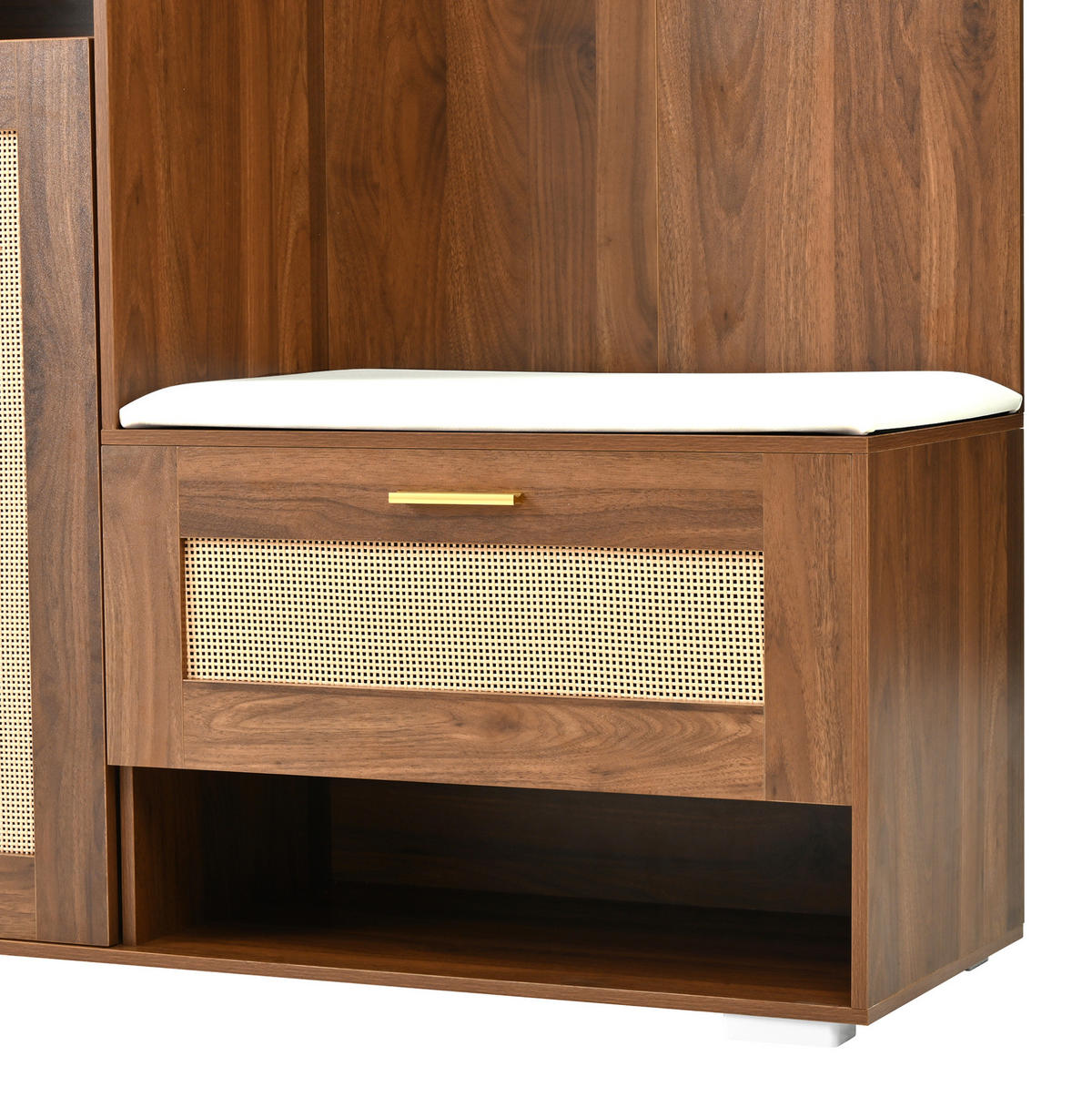 SCHUHSCHRANK aus MDF & Spanplatte 110x38x190cm in Walnuss mit Spiegel & LED - Walnussfarben, Holzwerkstoff (110/190/38cm) - Modfu