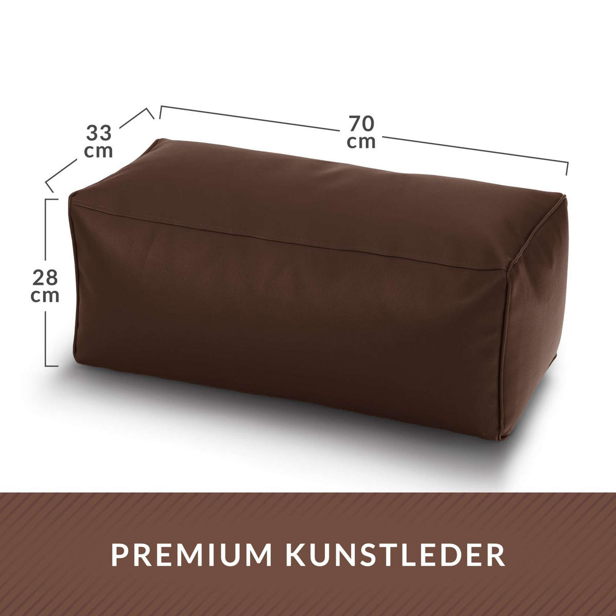 SITZSACK-HOCKER 70x33x28cm - KUNSTLEDER - Dunkelbraun, Textil (33/28/28cm) - Green Bean